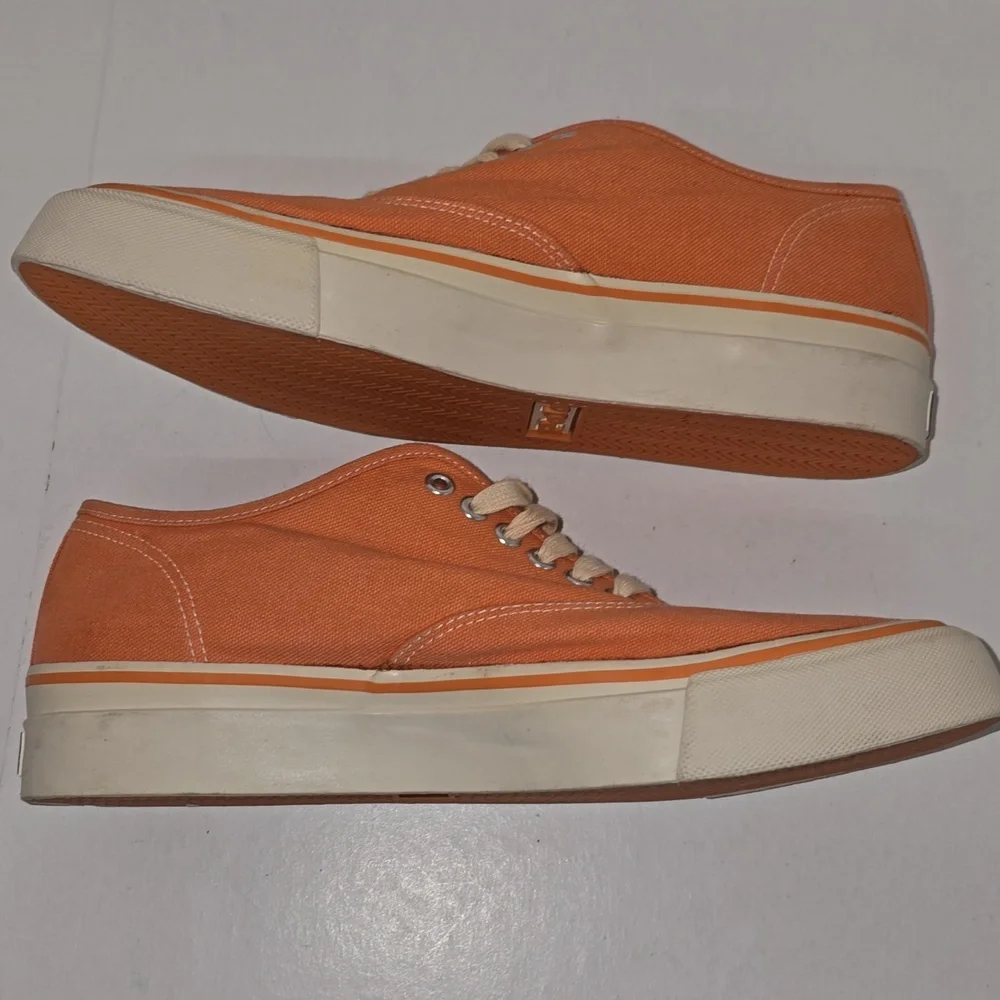 Vintage Polo by Ralph Lauren Men's Orange Canvas Sneakers Size 9.5